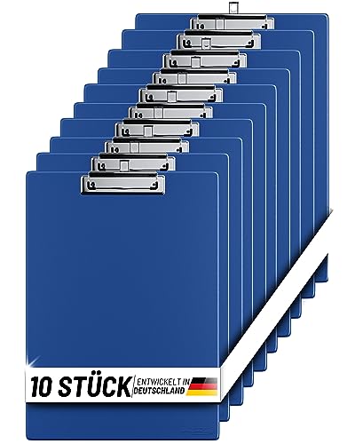 OFFICEPOINT Klemmbrettmappe Set A4 | 10 Stück | Aufklappbares Klemmbrett mit Innentasche | Kunststoffüberzug (Blau, A4) von office point germany