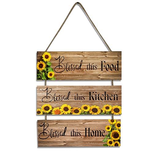 ohodhmnu 3 x Sonnenblumen-Holzschild, elegante Wandbehänge, Anhänger, Plaketten, Blume, Willkommens-Türschild, Dekorationen für Büros von ohodhmnu