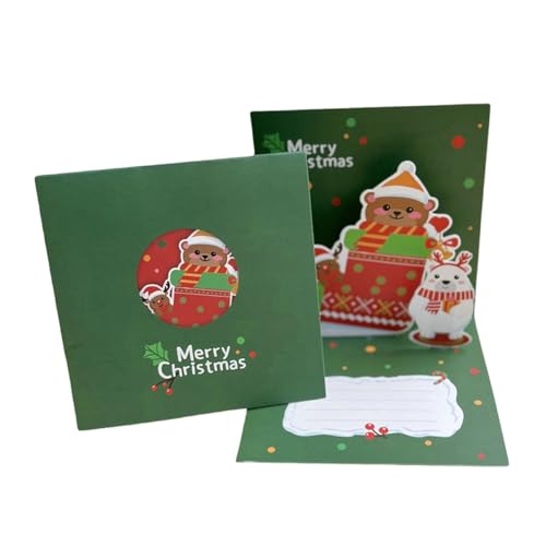 ohodhmnu Attraktive Weihnachtspapierkarten Multifunktionale 3D-Popup-Weihnachtsgrußkarte mit Bär zum Feiern von ohodhmnu