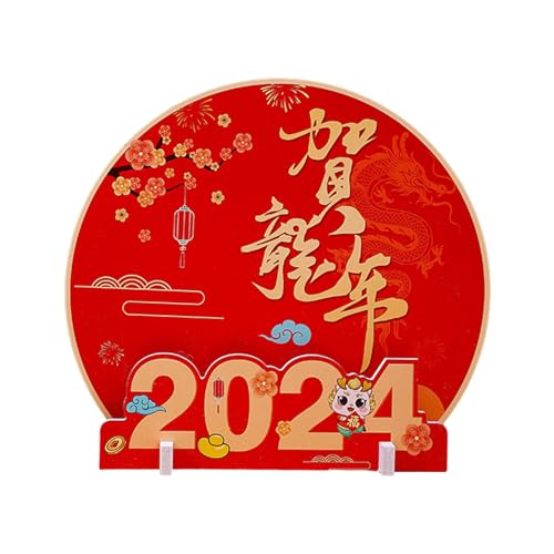 ohodhmnu Cartoon-Drachen-Holzschild 2024, chinesisches Neujahrsdekoration, Frühlingsfest, Tischdekoration, Drachenjahr, Partyzubehör von ohodhmnu