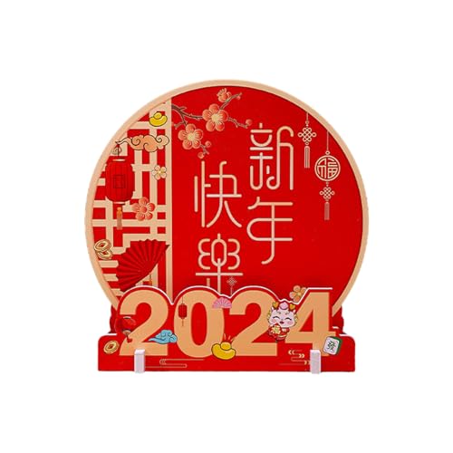 ohodhmnu Cartoon Drachen Holzschild 2024 chinesisches neues Jahr Dekoration Frühling Festival Tischdekoration Drachen Jahr Partyzubehör von ohodhmnu