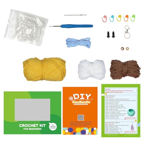 ohodhmnu Häkelsets für Anfänger, Giraffen-Set, mit Garn, Häkelnadeln, Anleitung (evtl. nicht in deutscher Sprache), Häkelhandwerk, Starter-Kits von ohodhmnu