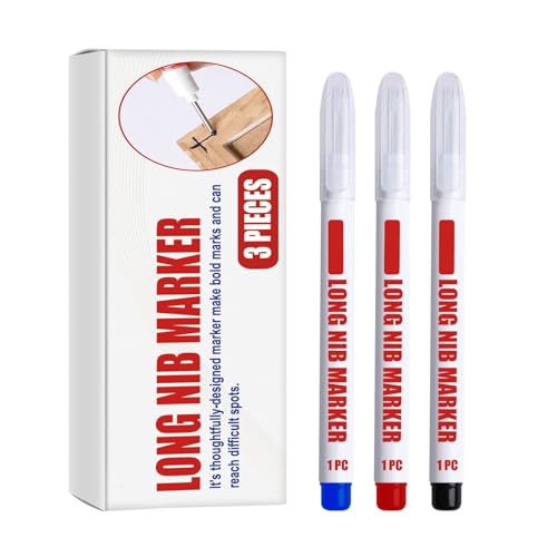 ohodhmnu Marker Pen, 3x Long Marker Reach Marker Wasserfest Lange Nase Marker Stift Ölbasis Tischlermarker von ohodhmnu