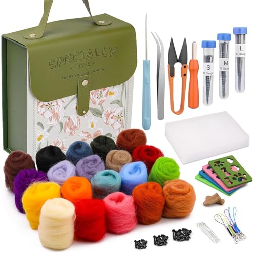 ohodhmnu Nadelfilz-Set, Puppenherstellung, Wolle, Nadelfilz, Starter-Kits, Filzpad, Nadelhaken für Handwerk, Heimdekorationen von ohodhmnu