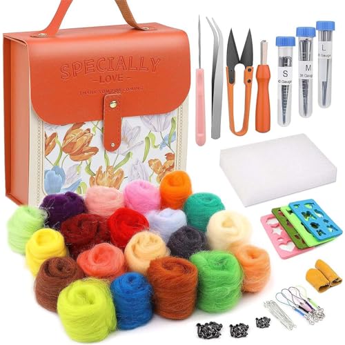 ohodhmnu Nadelfilz-Set, Puppenherstellung, Wolle, Nadelfilz, Starter-Kits, Filzpad, Nadelhaken für Handwerk, Heimdekorationen von ohodhmnu