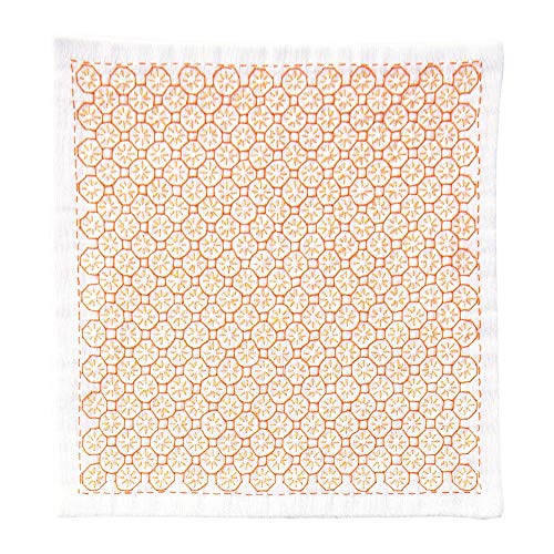 Olympus Thread Hitomezashi Sashiko Stickpackung Taschentuch iine Orange Stoff bedruckt von Olympus Thread