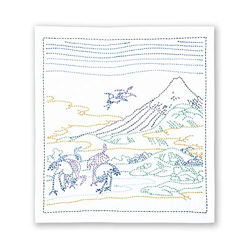 Olympus Thread Sashiko Stickpackung Hana Fukin Hokusai Katsushika Serie Umezawa Hamlet-Felder in der Provinz Sagami Stoff bedruckt, Multifarbig von Olympus Thread