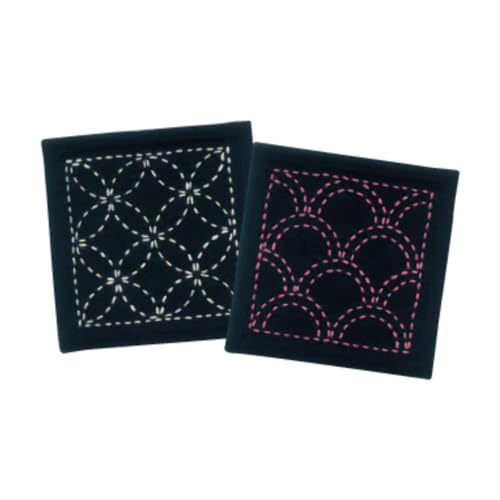 Sashiko Stickpackung Untersetzer 2er Set Stoff bedruckt von olympus