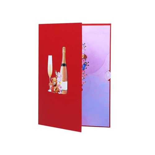 omiinitio 3D Popup Blessing Card Mit Weinglas Und Blumen Handgefertigte Grußkarte Mit Umschlagfaltbarer Einladungskarte von omiinitio