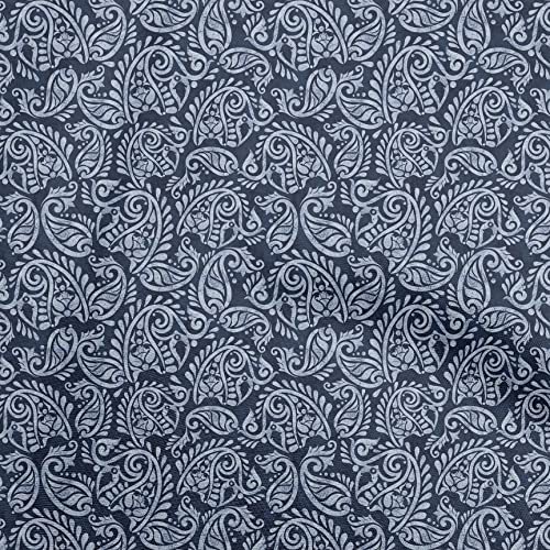 oneOone Polyester Spandex Blauer Stoff, Asiatischer Batik Paisley, Nähen, Bastelprojekte, Stoffdrucke Von Yardtwoinch Breit von oneOone