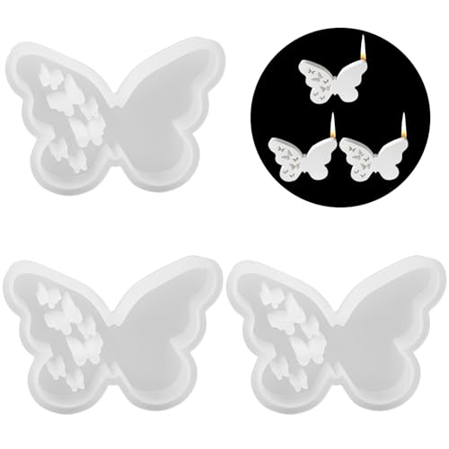 3 Silikonform Schmetterling Gipsform Zum Gießen DIY Schmetterling Silikon Gießformen DIY von Kerzen Aromasteinen Seife Sojawachs Kerzen, 12x9x2cm von oneant