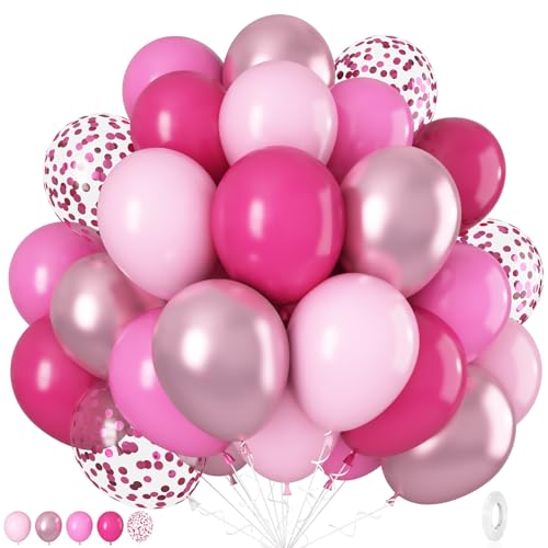 35Pcs Luftballons Rosa Set, Ballons Rosa Rot Pastell Macaron Rosa Luftballon mit Metallic Rosa Konfetti Helium Ballons, Pink Party Deko für Mädchen Frau Hochzeit Verlobung Geburtstag Babyparty 32883 von onehous