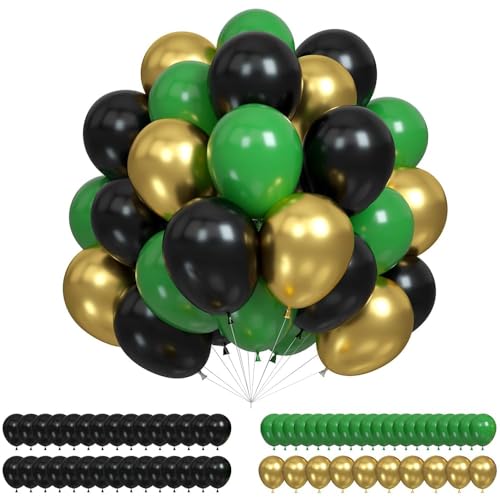 60 Stück Grün Gold Luftballons Set, DunkelgrüN Metallic Gold Helium Ballons Schwarze Latex Ballons Luftballons Geburtstag Für Kinder Party Geburtstagsdeko Party Deko Babyparty Karneval Partybedarf von onehous