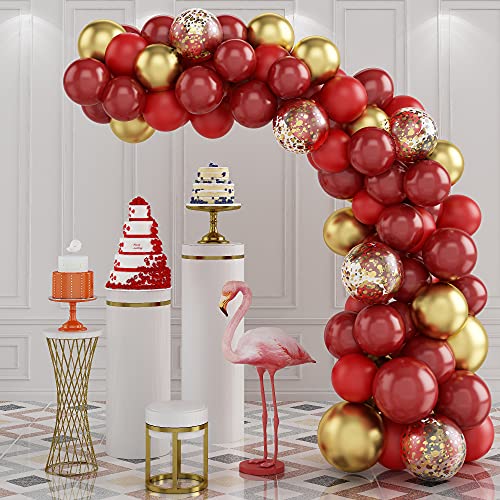 Luftballons Girlande, Rot Luftballons Rot Gold Latex Party Ballon Arch Kit mit Gold Konfetti Luftballons Ideal für Geburtstag Babyparty Hochzeit Baby Shower Party Dekorationen von onehous