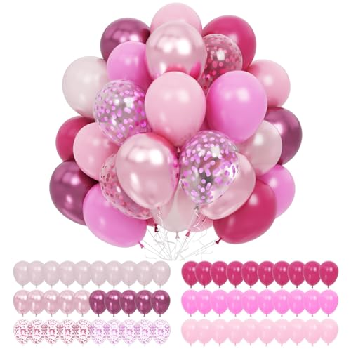 Luftballons Rosa,60 Stück 12 Zoll Hellrosa Perlrosa Macaron Rosa Party Deko Konfetti Latex Ballons,für Mädchen Babyparty Geburtstagdeko Hochzeit Party Dekoration von onehous