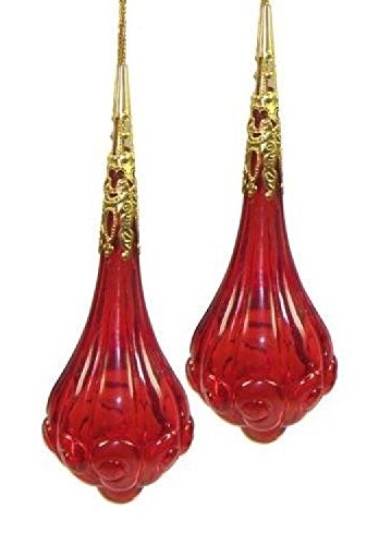 3 x Schmuckanhänger Tropfen Acryl-Anhänger Fenster Schmuck Pendel Baumschmuck (Tropfen Rot (3 x 2er Set)) von ootb