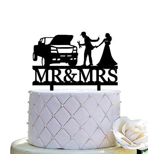 Lustige Autowerkstatt Hochzeitstorte Topper – Auto Reparaturmann Paar mit dem Auto – Reparaturmann Paar Kuchen Topper, Mr&Mrs Hochzeit Kuchen Topper (Repairman) von opunmpwu