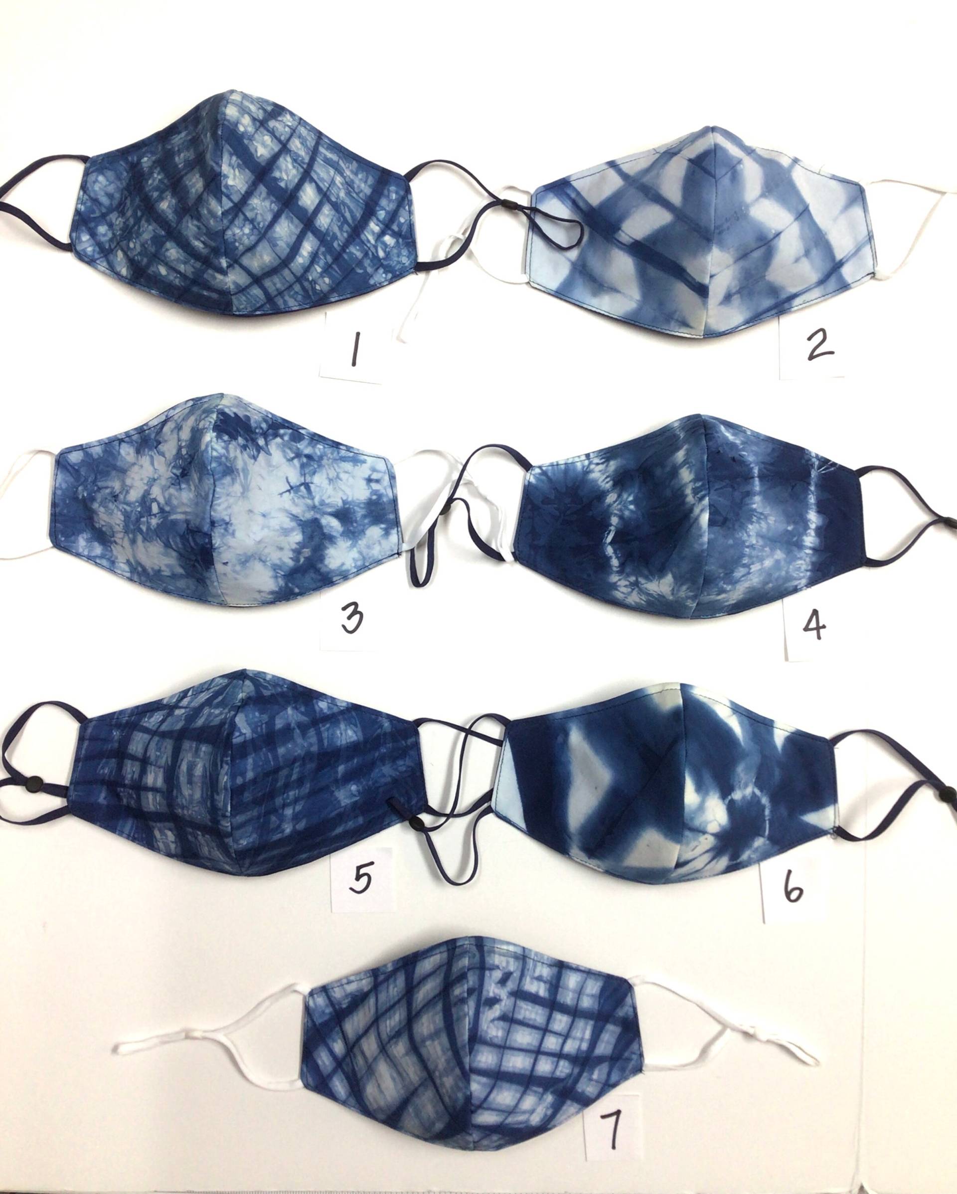 Handgefärbte Premium Indigo Gesichtsmasken Dreifach Gefüttert Reversible von originalsbyhitomi