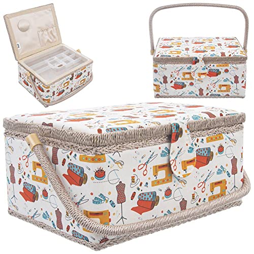 orion group Nähkästchen Nähkorb Organizer Aufbewahrungskästchen für Nähzubehör Nähgarne 30x23x12x16 cm von orion group