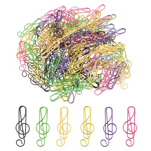 Oruola 108 Stk Noten Büroklammern,Musikpapierklammern 6 Farben Metall Musiknoten Papierklammern,Spaß Papierklammern für Schreibtisch Lesezeichen Büro Schule Notebook,Musikliebhaber Geschenke von oruola