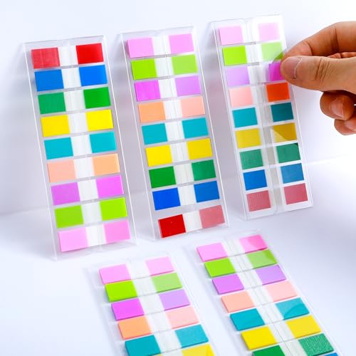 Oruola 900 Stück Sticky Notes,Haftstreifen Index Strong,Klebrige Registerkarten,Textstreifen Page Marker,Transparente Haftnotizen PET Mehrfarbig,Haftnotizen Index Tabs für Seitenmarkierungm(9 Farben) von oruola