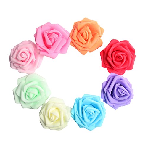 Oshhni 100 PCS Bunte Schaumrosen Kopfmasse für Hochzeitsstraußdekoration 8 cm von oshhni