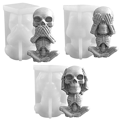 3D Schädel Kerzenform zum Gießen Kerzen Gießform, Totenkopf Silikon Kerzenform Aromatherapie Kerze Seifenherstellung Formen Gießformen für Handwerk Diy Halloween Home Decration Party Supplies von osmanthus