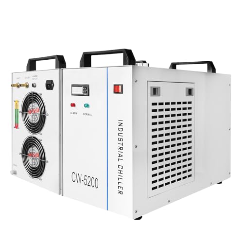 Luftgekühlter Industriekühler CW5200, geeignet für CO2-Lasergravurmaschinen, Doppellüfterdesign, 6L Wassertank, Wasserkühler Chiller Wasserkühlung CW-5200 Wasserkühler von otmechl