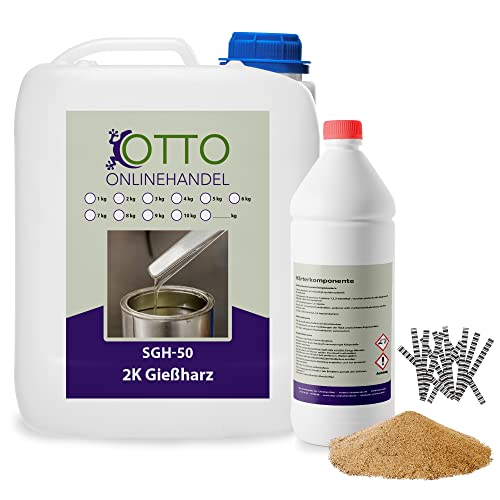 SGH-50 Gießharz (1,5 kg) Set zum Estrich reparieren (inkl. Estrichklammern und Quarzsand) farbloses 2K Epoxidharz Injektionsharz Vergussmasse Laminierharz zum Risse verharzen von otto-online-handel