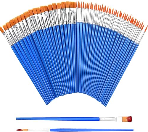 Outtshop Pinselset, 60 Stück Runde Flache Pinsel Kinder, Pinsel Set für Acryl-, Wasserfarben- und Ölmalereien, Künstler, Malliebhaber und Anfänger, Pinselset Klein - 2 Verschiedene Größen (60) von outtshop