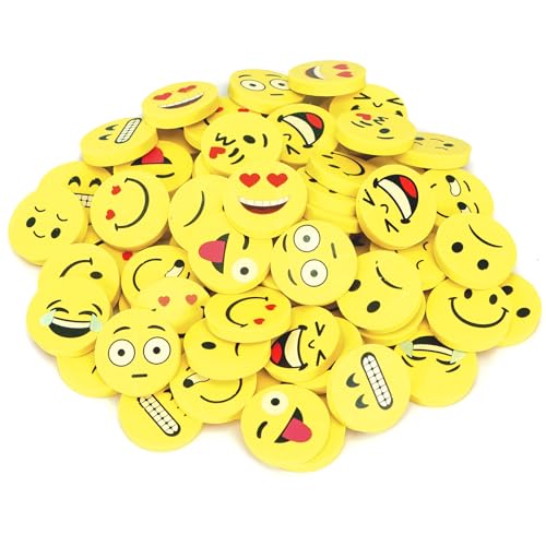 Outtshop Lachgesicht Radiergummi, 80 Stück Emoji Kinder Radiergummi Lustige Radiergummis für Kinder, Studenten, Geburtstagsparty-Geschenke, Radiergummi Kinder Mitgebsel von outtshop