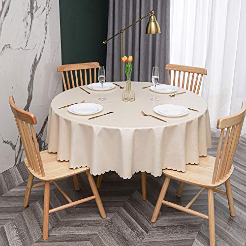 PVC Tischdecke Runde Fleckabweisende Und Wasserdichter Esstisch Outdoor PVC Tischdecken Creme Farben -180cm PVC Tischdecke Runde Fleckabweisende Und Wasserdichter Esstisch Outdoor PVC Tischdecken Creme Farben -180cm von oxiang