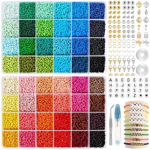 3mm Perlen für Armbänder, Perlen zum Auffädeln Buchstabenperlen, Glasperlen Perlen Set Selber Machen, Armband Perlen Beads für DIY Kinder Erwachsene von packra