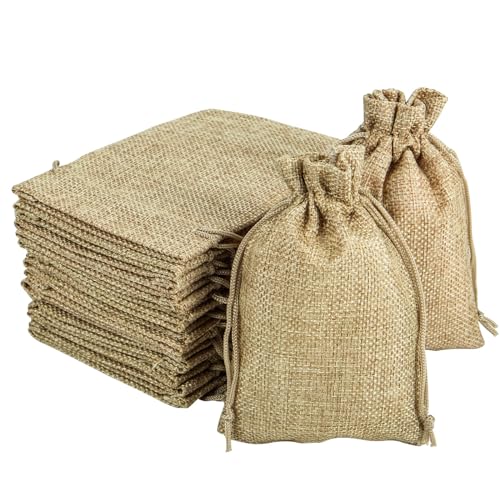 packra Jutesäckchen 30 Stück, Geschenktüten Jute Säcke Klein 10x14cm, Jute Beutel Stoffbeutel klein Leinen-Säckchen, Jutesäckchen für Schmuck Hochzeit Weihnachten Party von packra