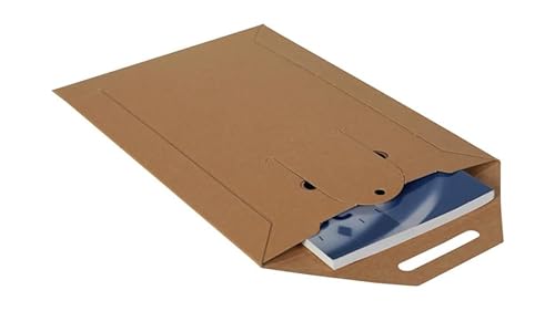 1000x Buchverpackung Versandkarton Buchbox-Versandtasche 250 x 176 mm A5 Steckverschluss 450g/qm Braun von packster