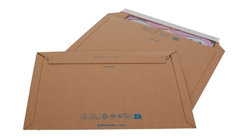 100x Kalenderversandtasche Kalenderverpackung quer 446 x 324 x 30 mm Selbstklebestreifen Braun 443 x 321 mm (Innenmaß), wiederverschließbar von packster