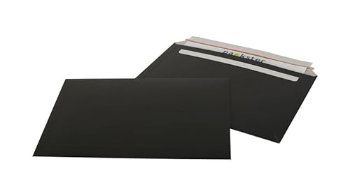 1200x Schwarze Vollpapp-Versandtasche quer 353 x 250 mm A4plus Selbstklebestreifen 450g/qm Schwarz Vollpapptaschen von packster