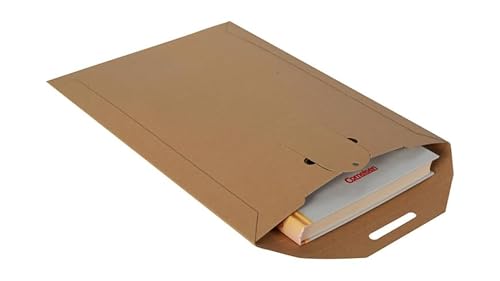 200x Buchverpackung Versandkarton Buchbox-Versandtasche 353 x 250 mm A4plus Steckverschluss 500g/qm Braun von packster