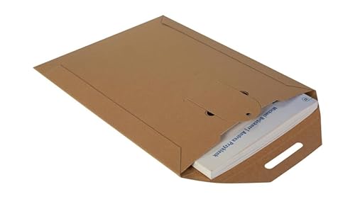 400x Buchverpackung Versandkarton Buchbox-Versandtasche 270 x 215 mm A5plus Steckverschluss 450g/qm Braun von packster