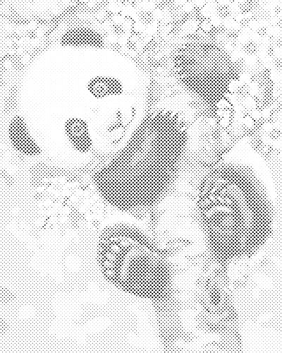 painteree DIY Set | Punktmalerei | süßer Baby-Panda (30x40 cm)| Kreise ausmalen auf der Leinwand | Leinwand ohne Rahmen mit zwei Markierungen | Schwarz Markierungen von painteree