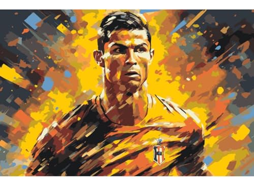 painteree DIY set | Malen nach Zahlen erwachsene | Cristiano Ronaldo (80x120 cm) | Eingerahmt auf einem Holzrahmen Eingerahmt auf einem Holzrahmen von painteree