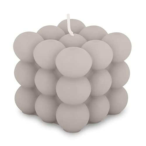 pajoma® Bubble Kerze Grau | Candle aus 20% Soy Wax + 80% Paraffin | Brenndauer ca. 25 Stunden - H 6 cm Ø 6 cm, 160 g Wachsgewicht | Äshetische Sojawachs Candle für Wohnkultur von pajoma