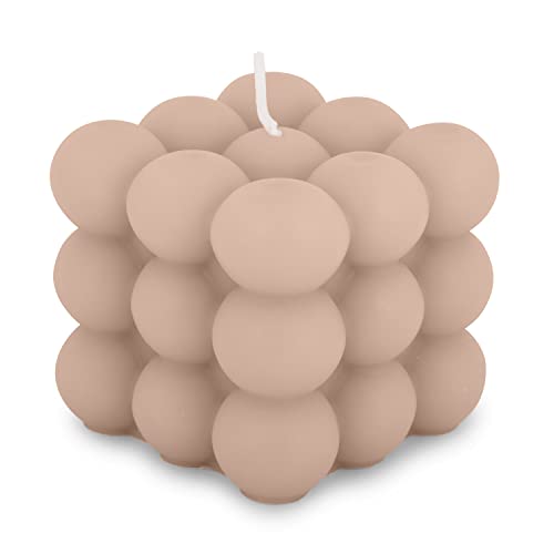 pajoma® Bubble Kerze Warmgrau | Candle aus 20% Soy Wax + 80% Paraffin | Brenndauer ca. 25 Stunden - H 6 cm Ø 6 cm, 160 g Wachsgewicht | Äshetische Sojawachs Candle für Wohnkultur von pajoma