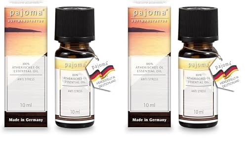 pajoma® Duftöl 10 ml, Anti-Stress | 100% Naturrein Ätherisches Öl für Aromatherapie, Duftlampe, Aroma Diffuser, Massage, Naturkosmetik | Premium Qualität (Packung mit 2) von pajoma