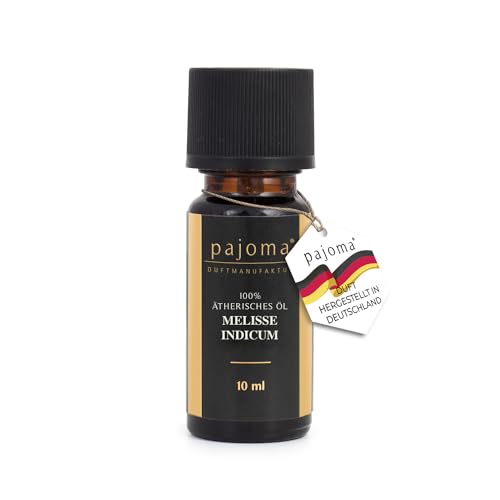 pajoma Duftöl 10 ml, Melisse Indicum - Golden Line | 100% Naturrein Ätherisches Öl für Aromatherapie, Duftlampe, Aroma Diffuser, Massage, Naturkosmetik | Premium Qualität von pajoma