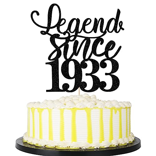 PALASASA Black Glitter Legend since 1983 Cake Topper 40th Birthday Happy Birthday Cake Topper Männer und Frauen Cheer 40 Jahre alt handgemachte Kuchendekoration (90.) von palasasa