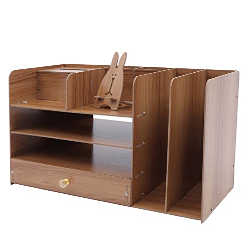 Schreibtisch Organizer | Briefablage | Dokumentenhalter | Holz Schreibtisch Organizer mit Schubladen | Multifunktionaler A4 Organizer | Schubladenbox | Kirsche | büro Organizer | ablagefächer von panfudongk