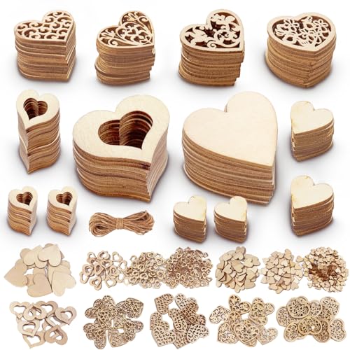 pangdapengpeng 500 Stück Holzherzen Deko, Holzscheiben zum Basteln, Streudeko Holz Herzen Klein für Weihnachtsdeko, Tischdeko Hochzeit, DIY Handwerkliche Dekoration (Braun) von pangdapengpeng