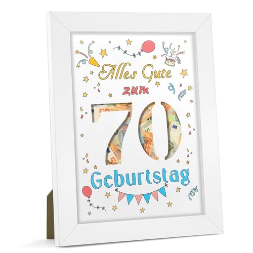 pangdapengpeng 70. Bilderrahmen Geldgeschenk Geburtstag, 23 x 17 cm Verpackung für Geldgeschenke Holz, Personalisiertes DIY 70 Geburtstag für Frauen, Männer, Mädchen, Junge (70) von pangdapengpeng