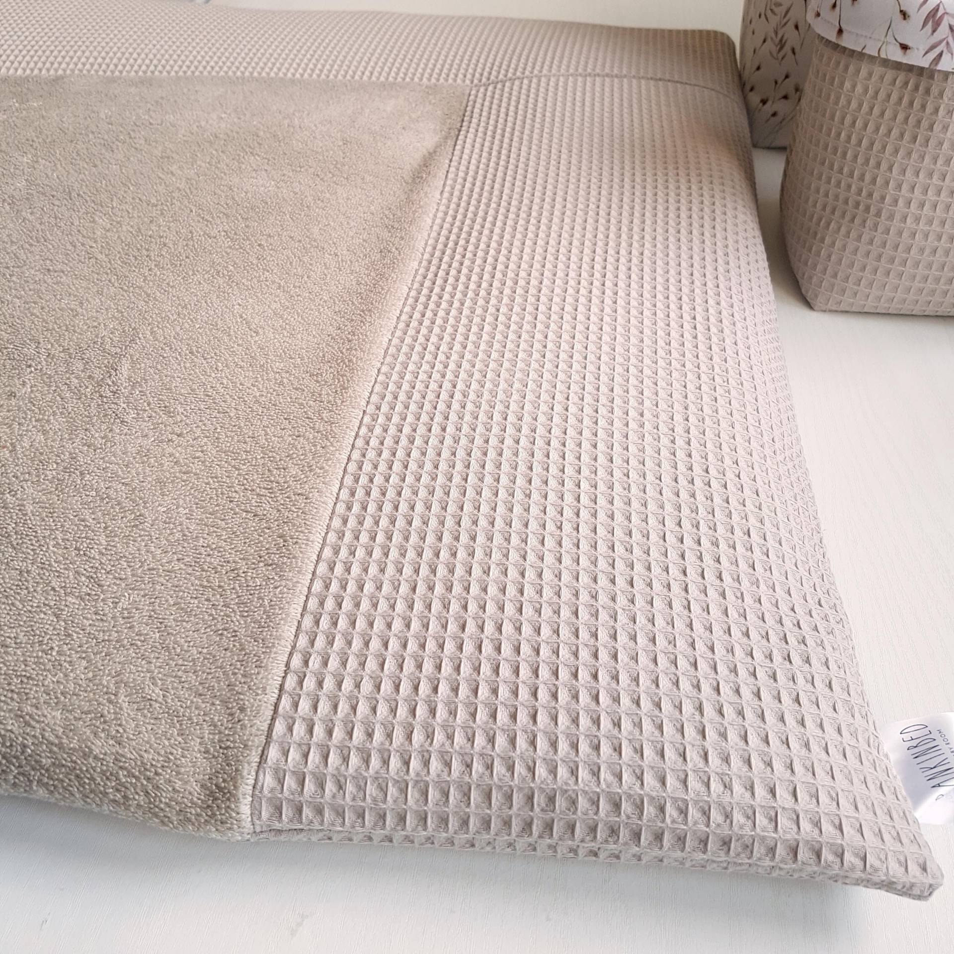 Wickelauflagenbezug Taupe Bezug Für Wickelauflage Mint Creme Beige Wickelunterlage Waffelpique Frottee von pankinbed